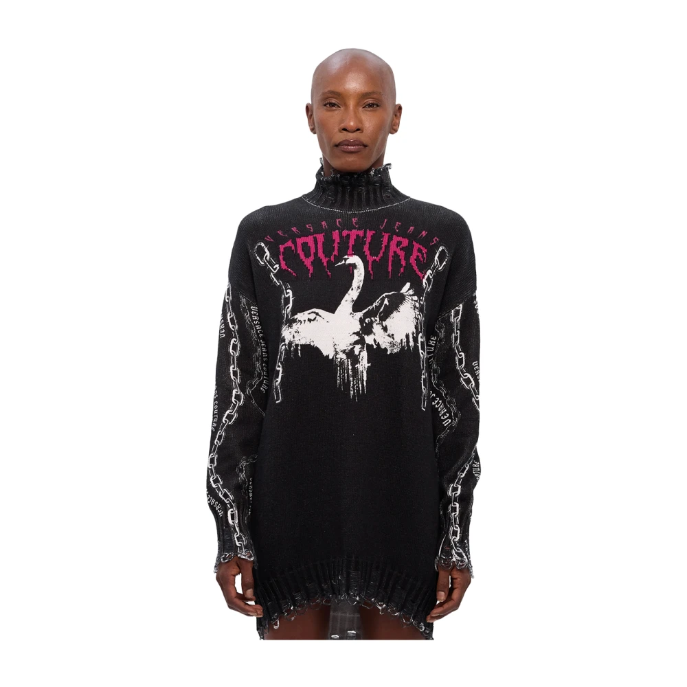 Versace Jeans Couture Goth Print Sweater Black Dames