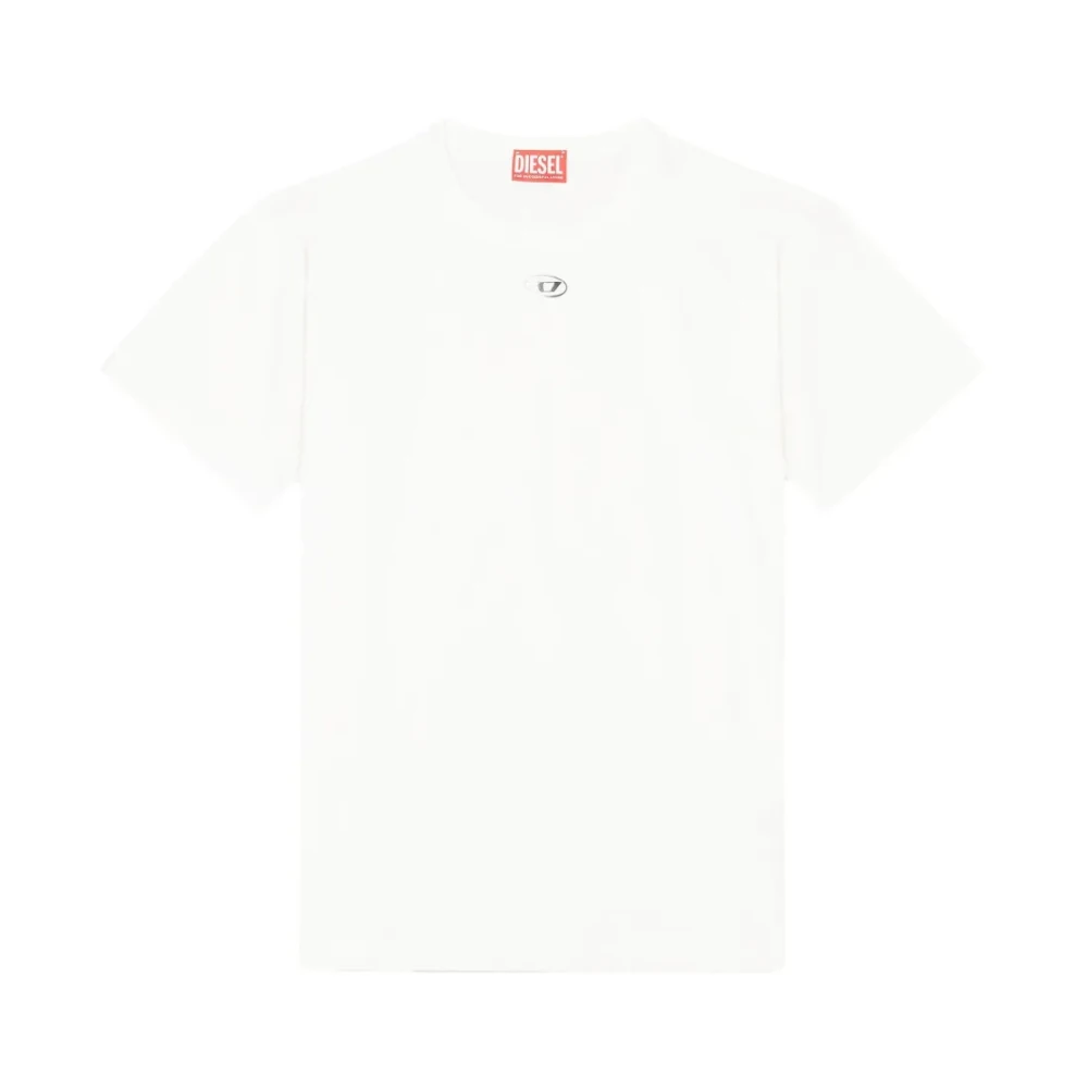 Diesel Vrouw Wit Tops Dames, Xs, T-Normy-Od-S 1 Girocolle Maniche Corte Logo D Ovale