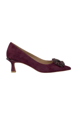 Rhinestone-Clasp Pointed Toe Pump
