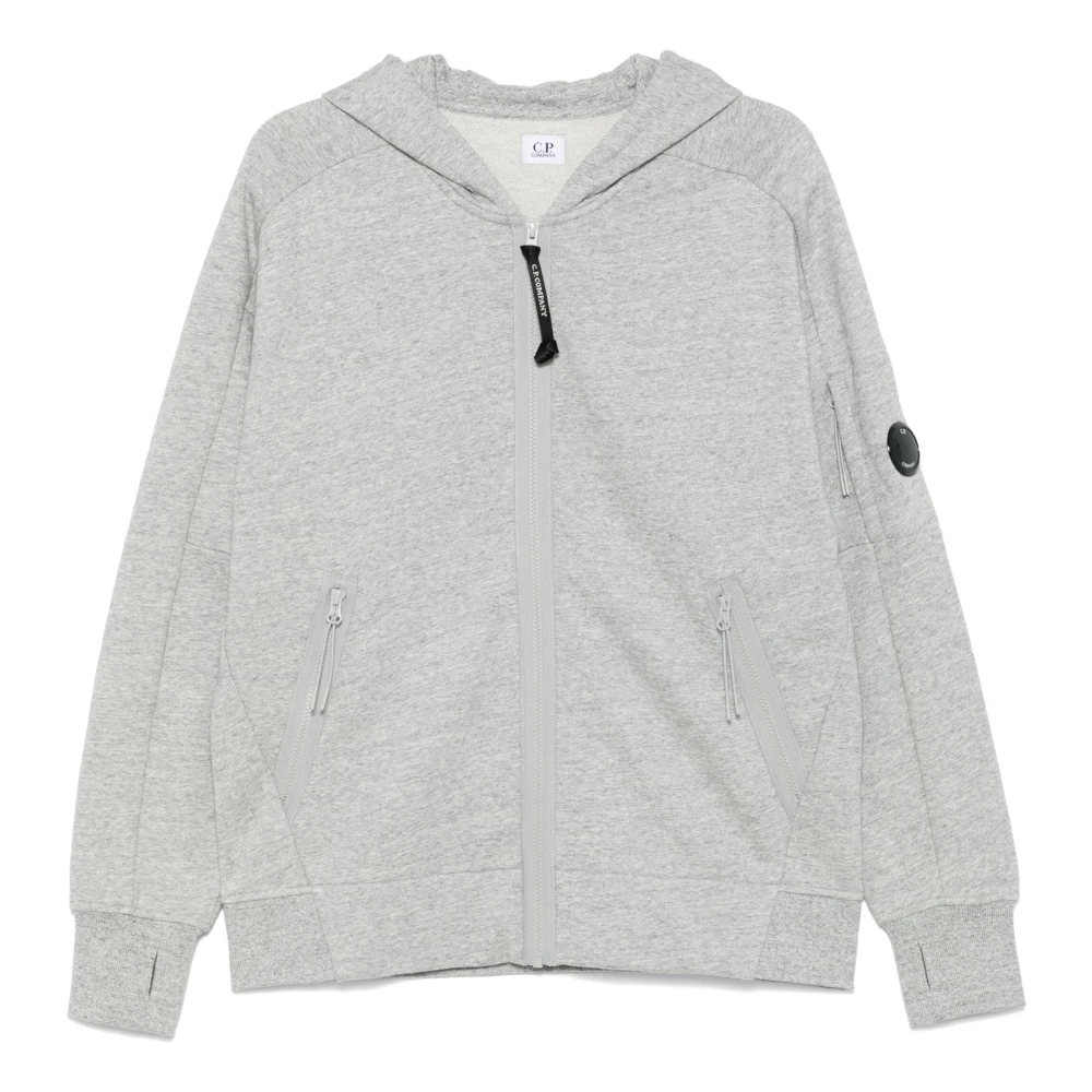 C.P. Company Heather Grey Fleece Hoodie met Lens Detail Gray Heren