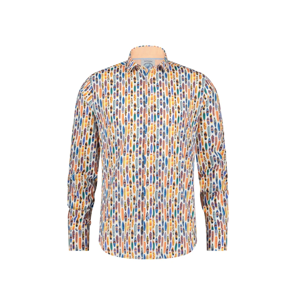 A fish named fred Gele Casual Overhemd met Print Multicolor Heren