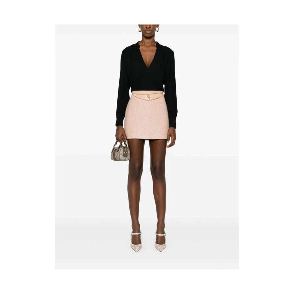 Elisabetta Franchi Zwarte V-hals shirt met decoratieve stiksels Black Dames
