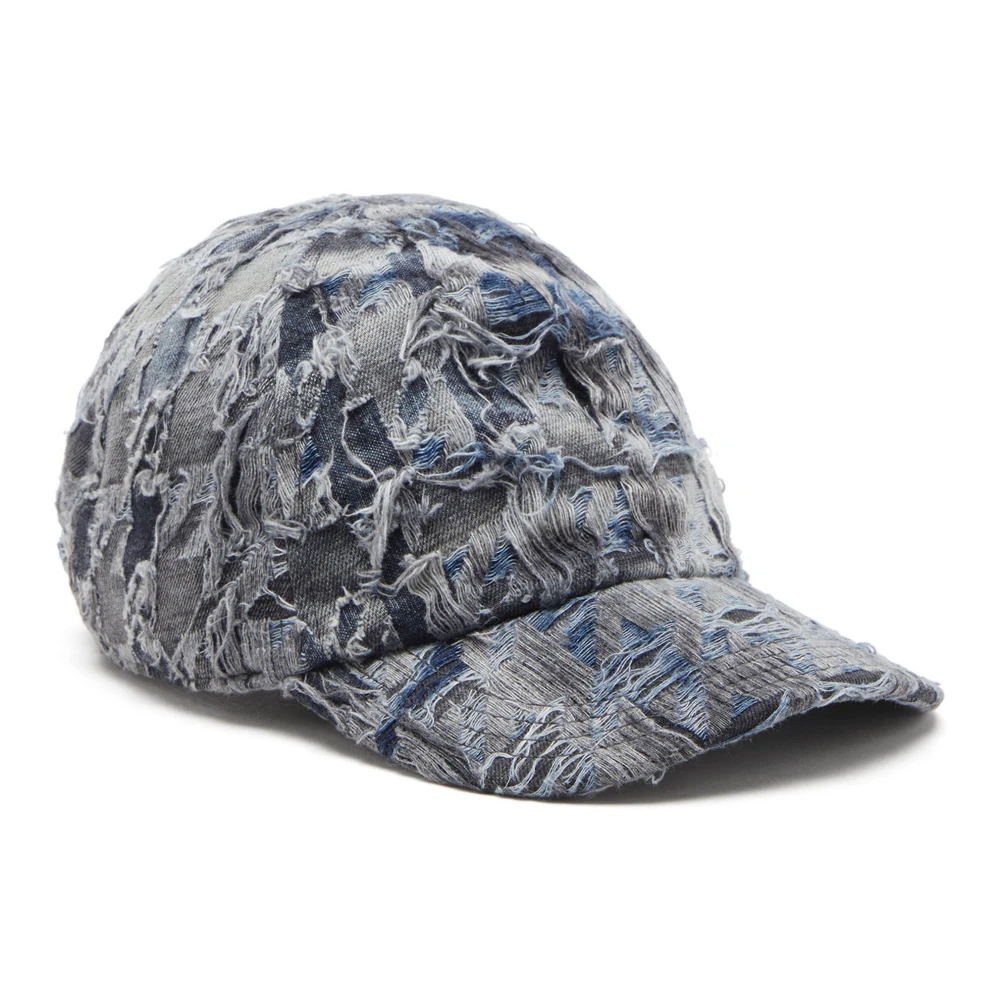 Diesel Men's Blue Distressed Baseball Cap Cotton Italy