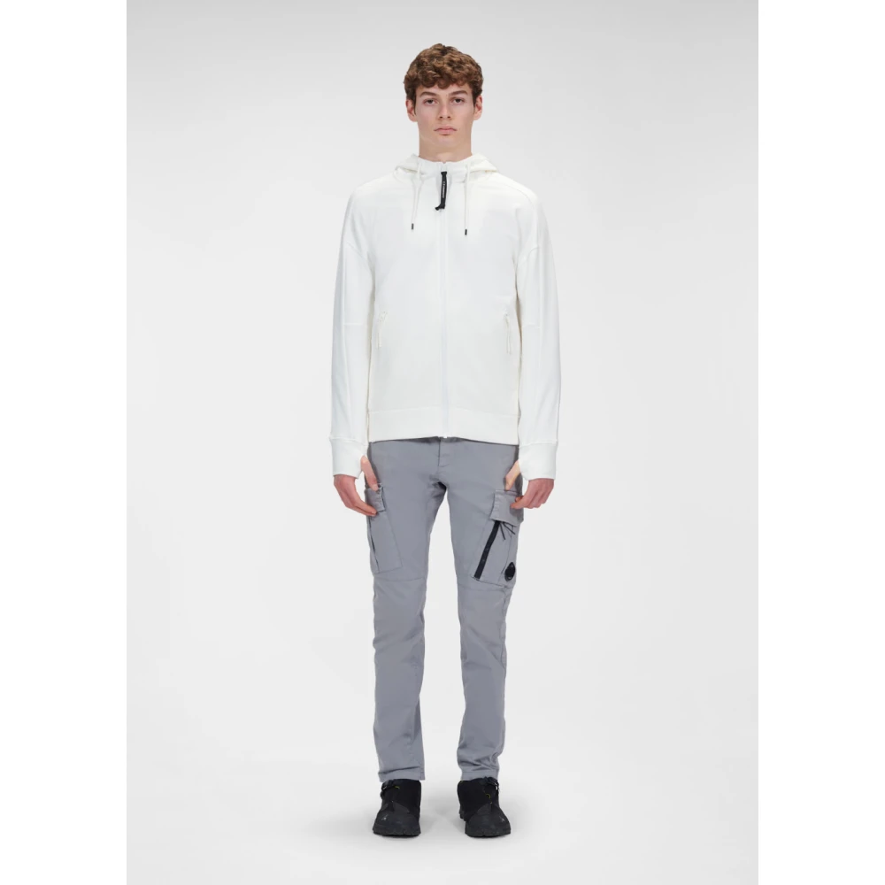 C.P. Company Zip-Up Hoodie met Goggle Detail White Heren