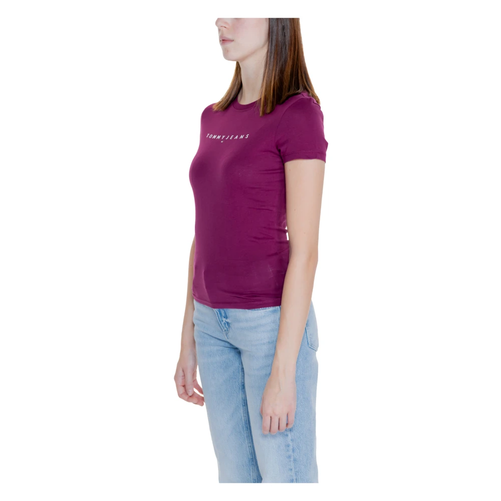 Tommy Jeans Linear Tee Herfst Winter Collectie Katoen Purple Dames