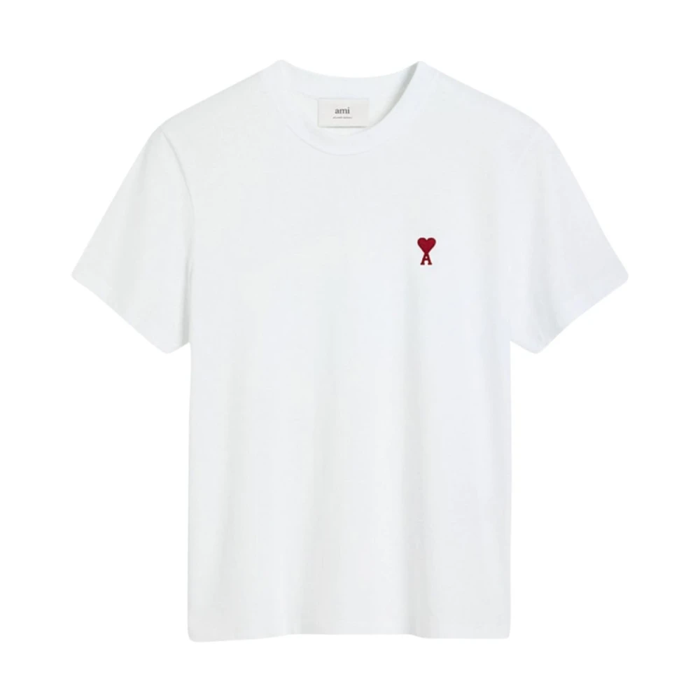 Ami Paris Hjärtlogo T-shirt - Ekologisk Bomull White, Herr