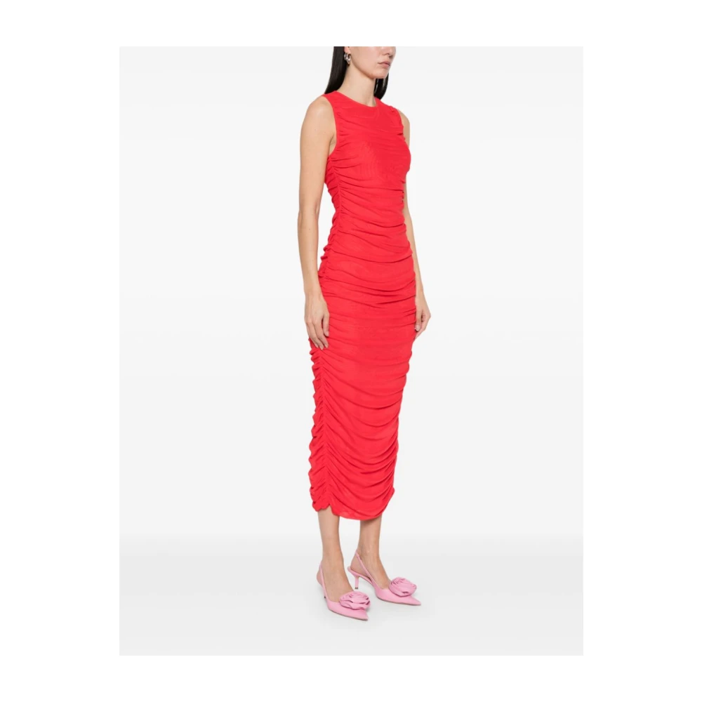 Rotate Birger Christensen Mesh Midi Jurk Red Dames