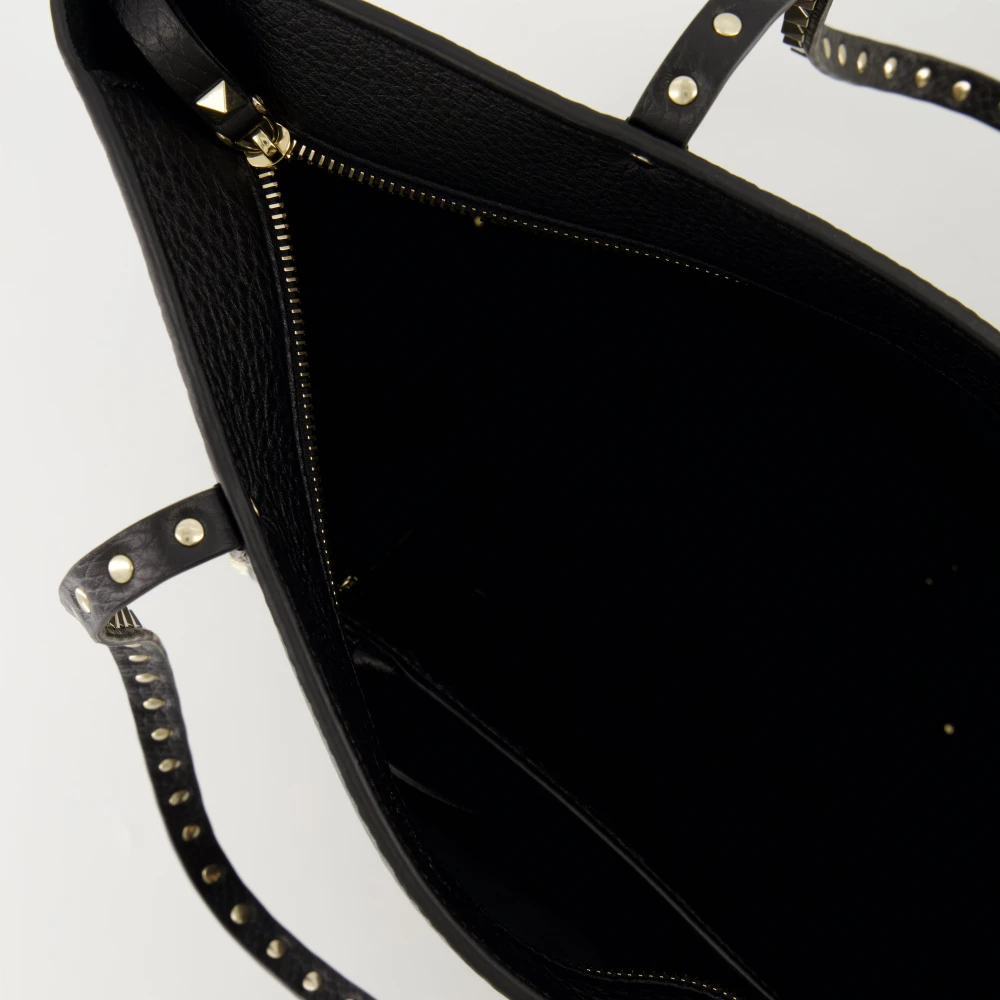 Valentino Garavani Rockstud Grained Leather Shopper Tas Black Dames