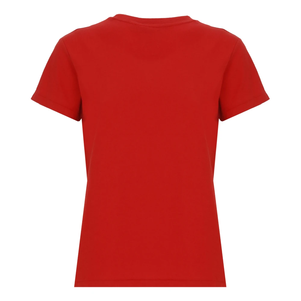 Ralph Lauren Rode Katoenen T-shirt met Iconische Pony Red Dames