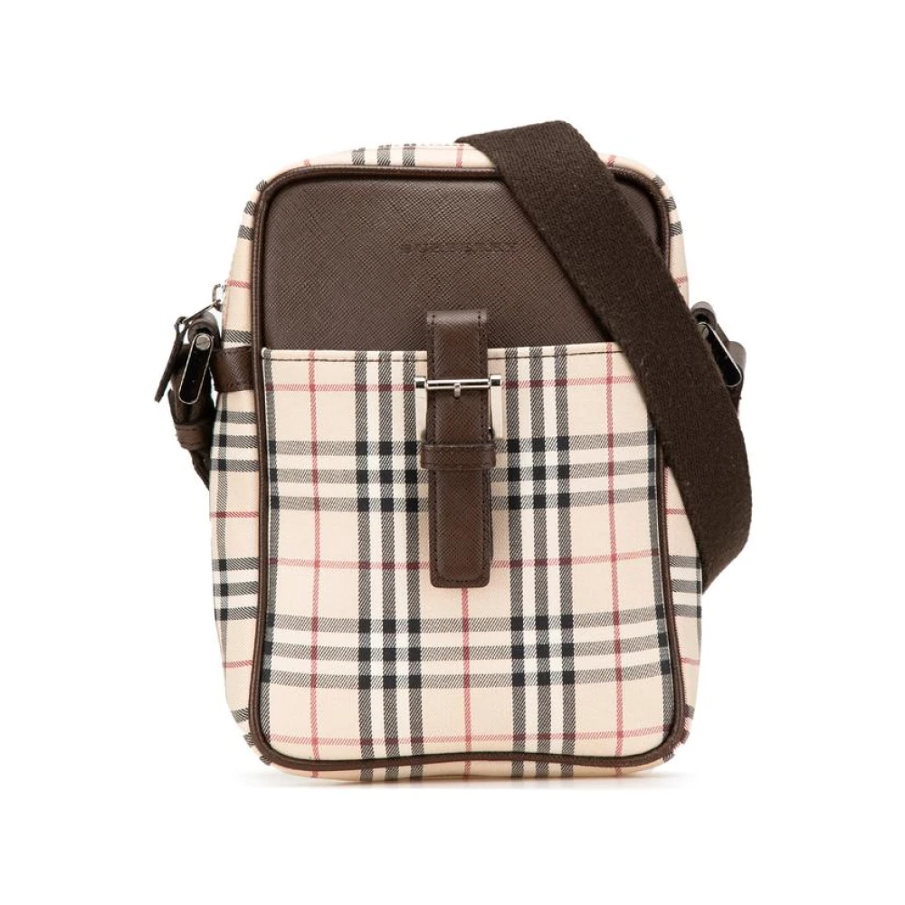 Burberry Vintage Women's Brown Pre-Owned House Check Canvas Crossbody Bag
