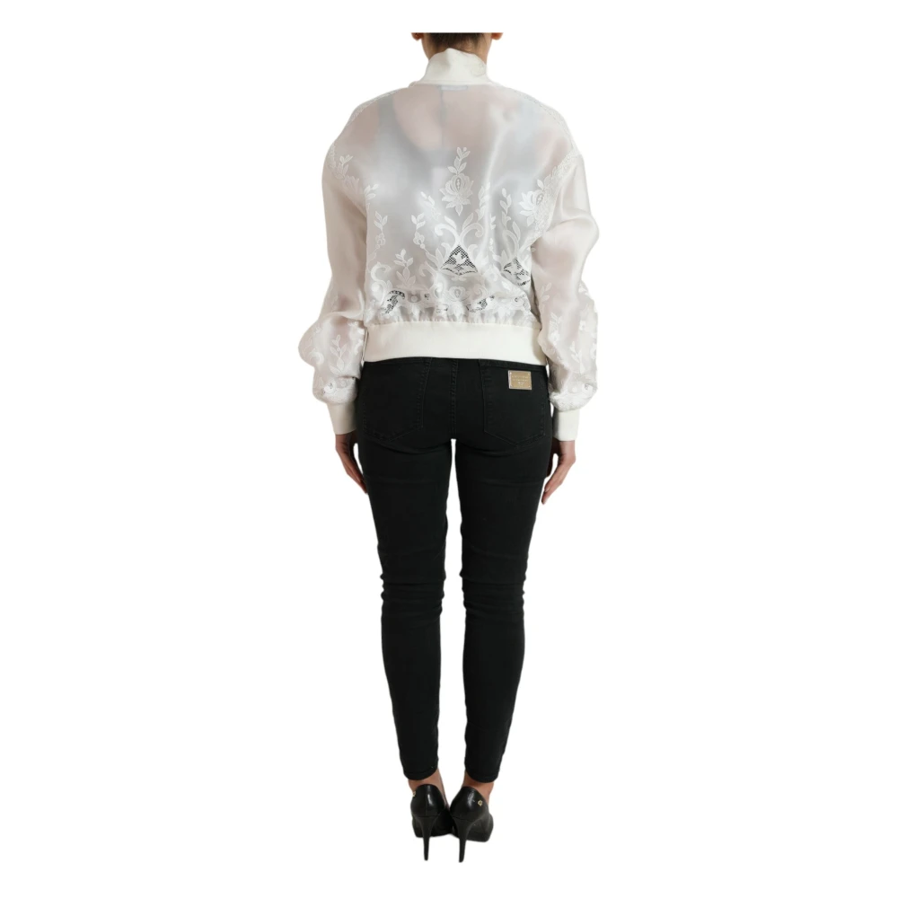 Dolce & Gabbana Elegante witte zijden bomberjack White Dames