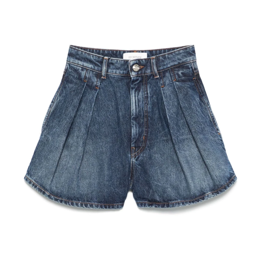 SPORTMAX Blauwe Shorts met Verborgen Rits Blue Dames