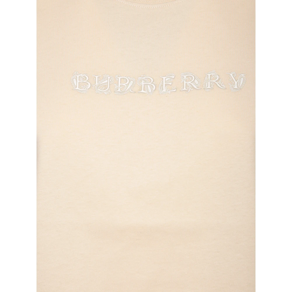 Burberry Elegante Beige Katoenen T-shirt Beige Dames