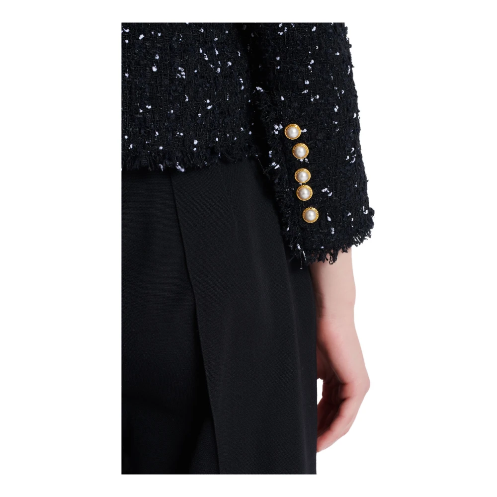 Balmain Geknipt jasje met 8 knopen in polka-dot tweed Black Dames