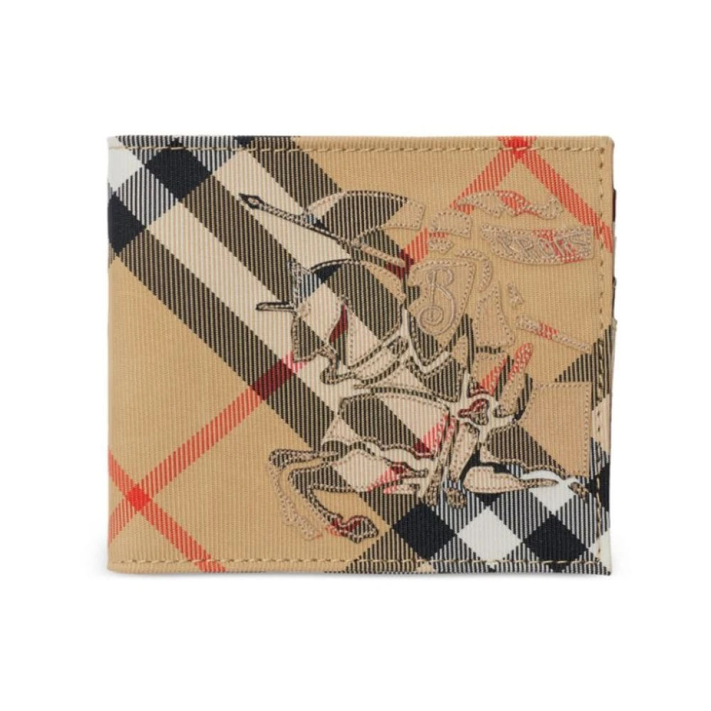 Burberry Geruite Bi-Fold Portemonnee met Logopatch Beige Unisex