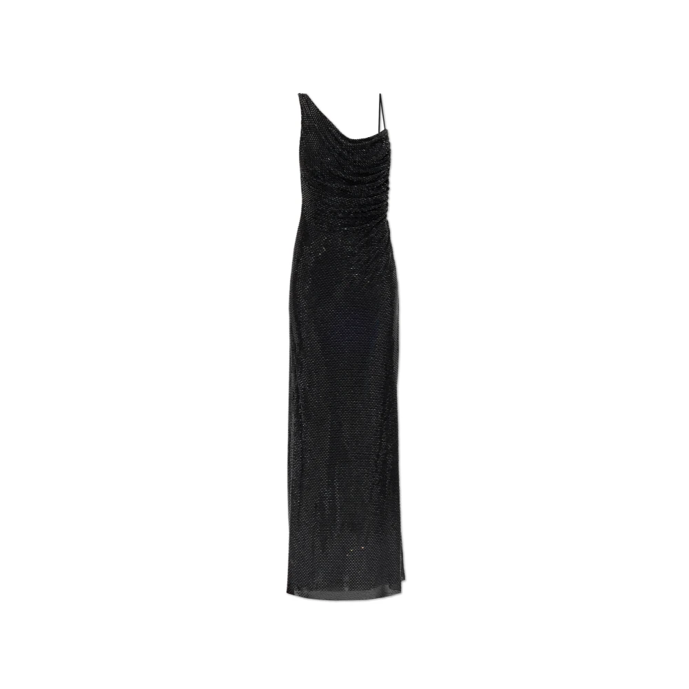 Self-Portrait Women's Black Draped Rhinestone-Embellished Maxi Dress In - Image 3