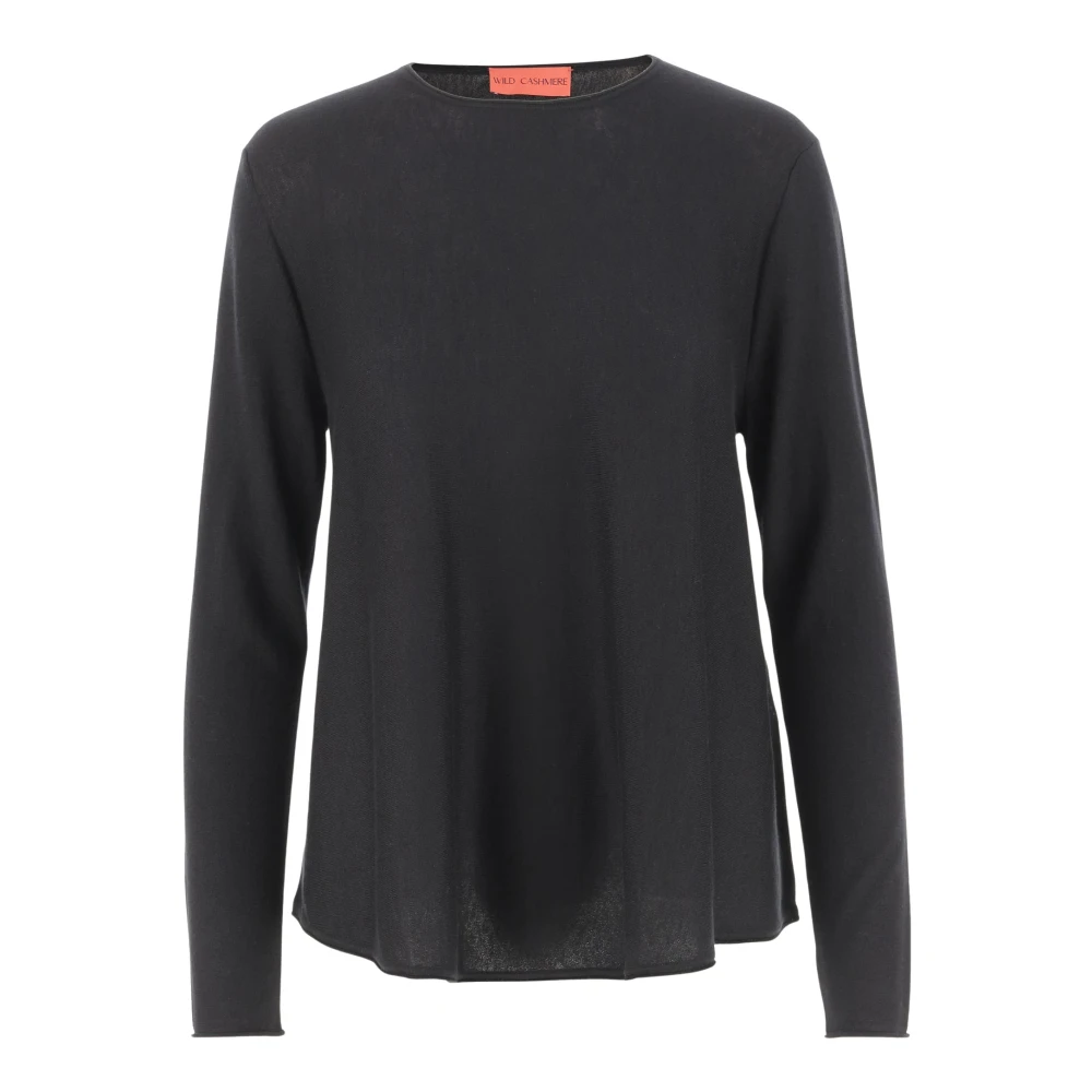 Wild Cashmere Luxe Zwarte Zijde Kasjmier Trui Black Dames