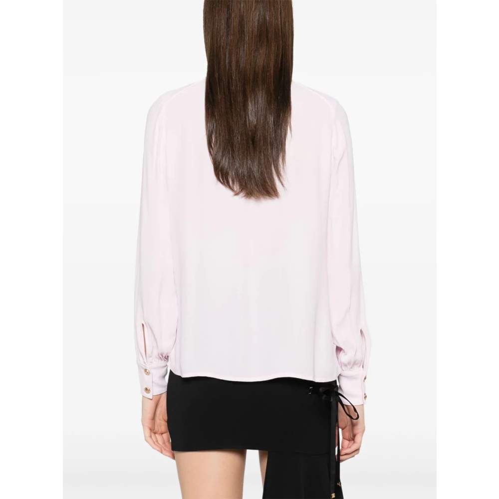 Elisabetta Franchi Roze Geborduurde Logo Blouse Pink Dames