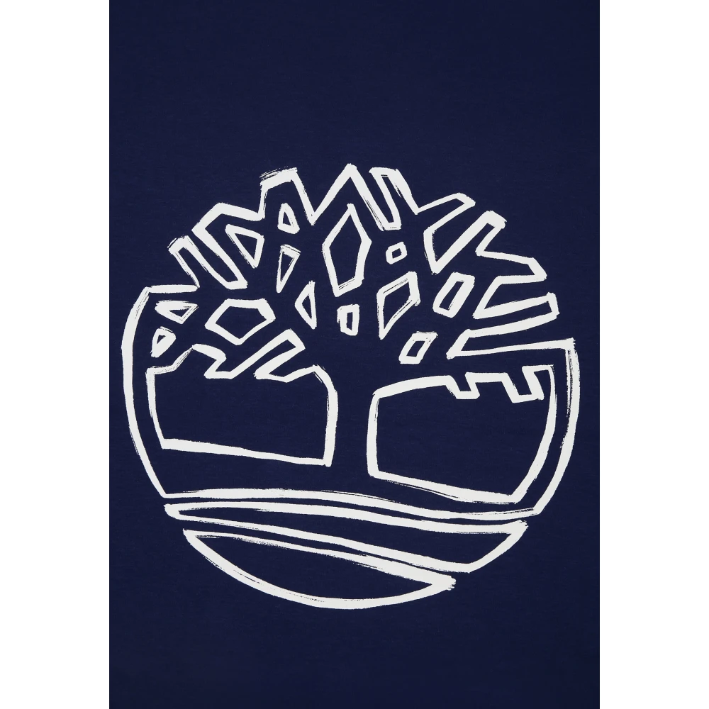Timberland Blauw Katoenen Deken met Boomprint Blue Unisex