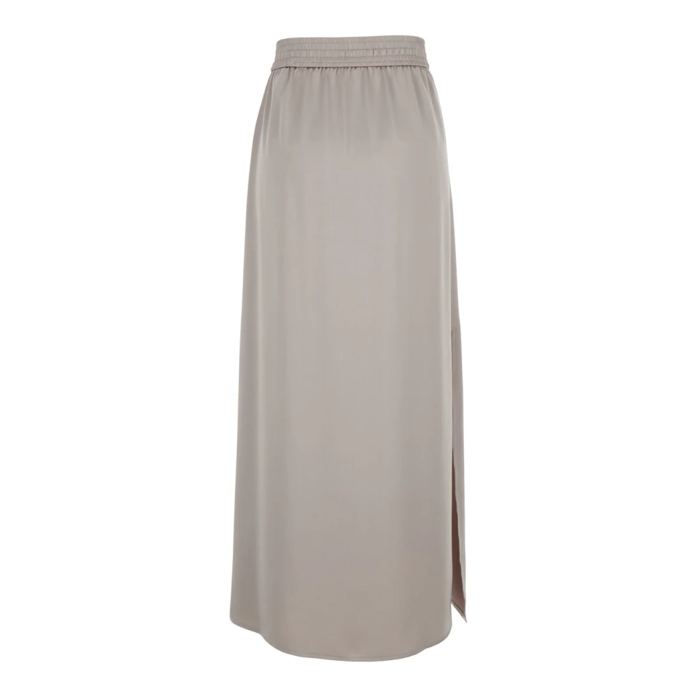 Herno Beige Lange Rok Elastische Taille Stretch Beige Dames
