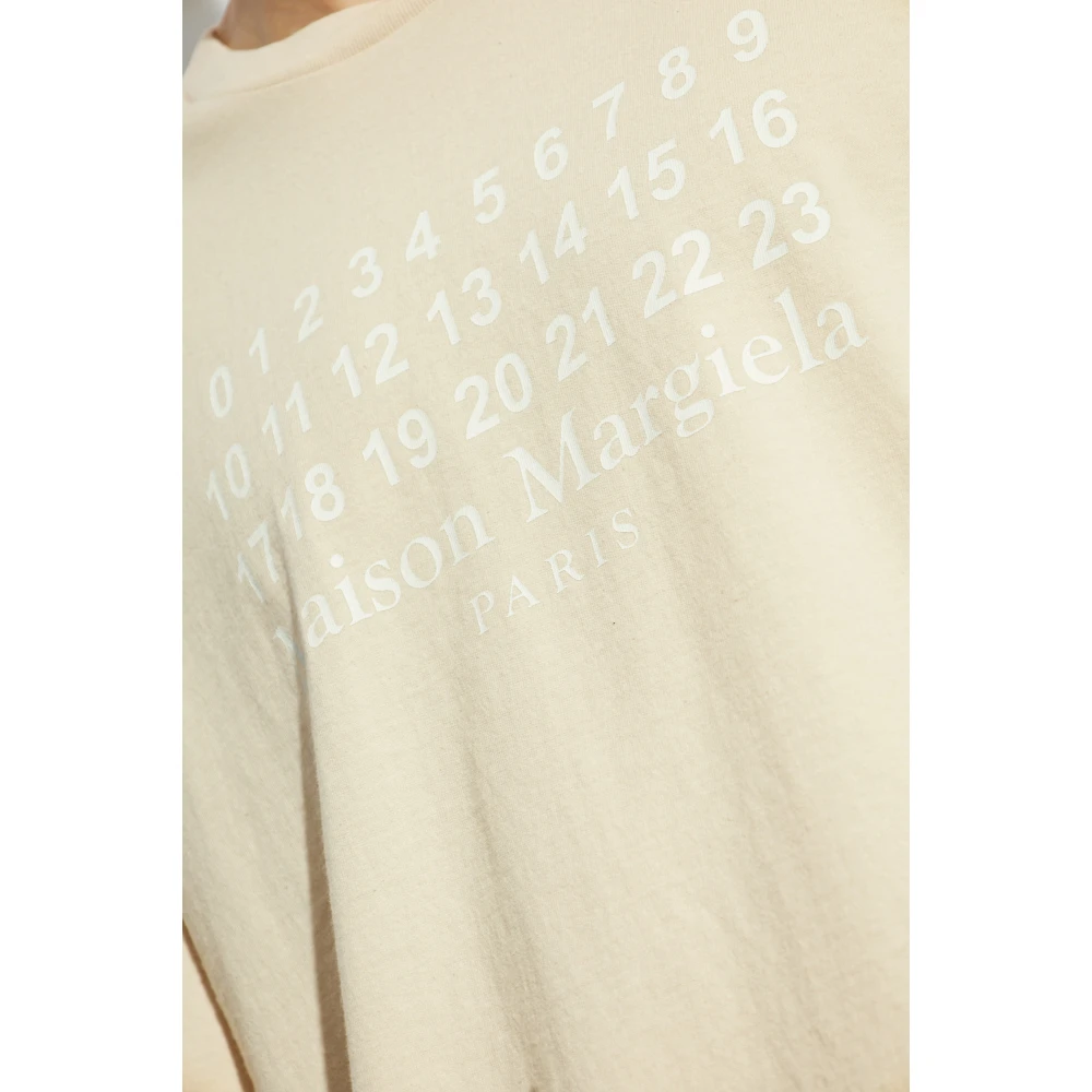 Maison Margiela T-shirt met print Beige Heren