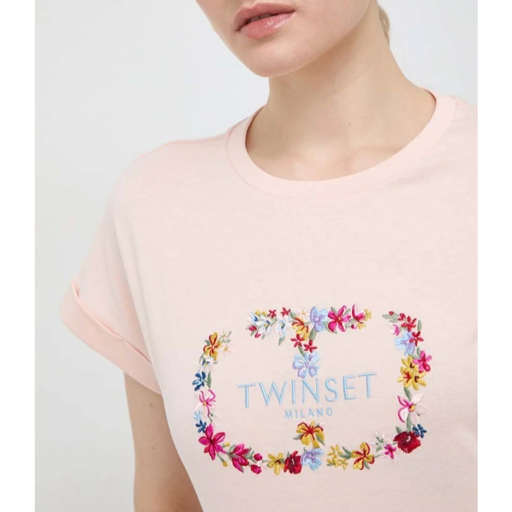 Twinset Logo Geborduurd T-Shirt Pink Dames