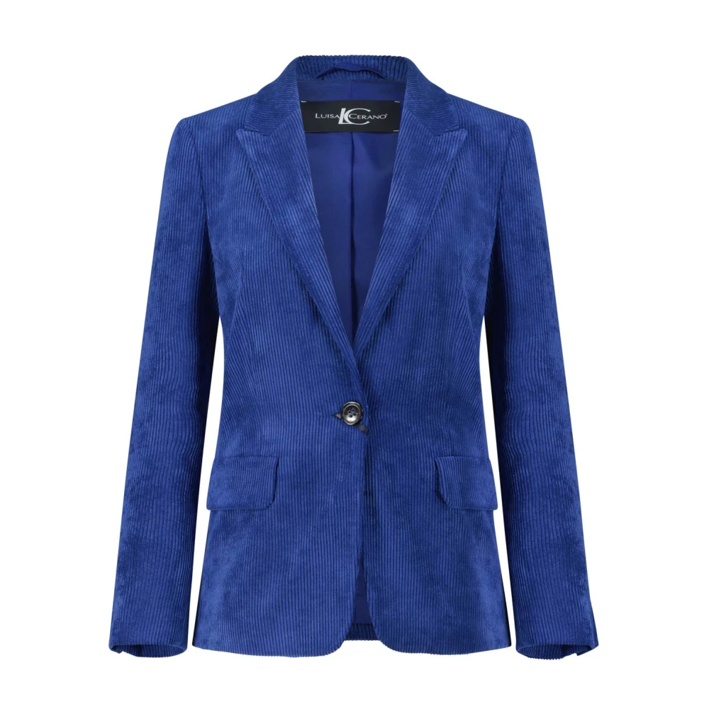 LUISA CERANO Corduroy Blazer Klassieke Stijl Blue Dames