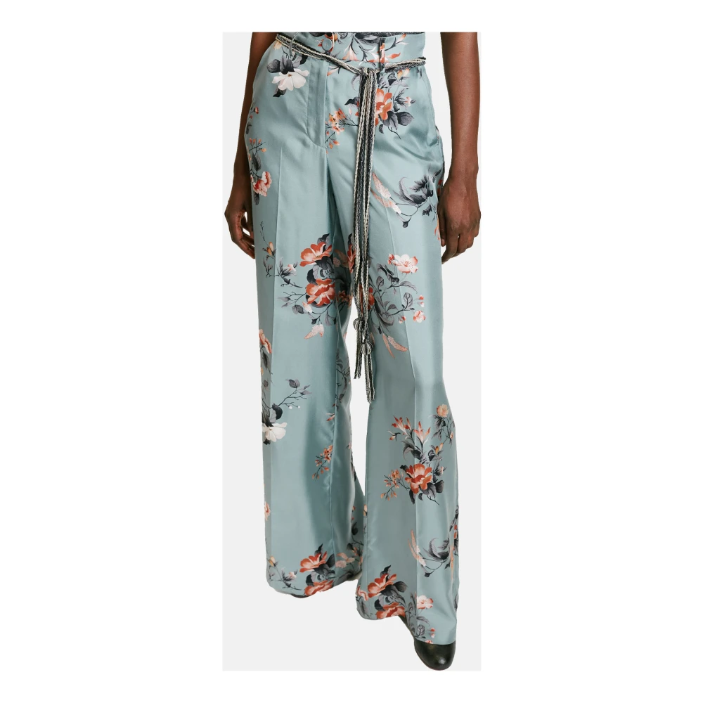 Momoni Wijde zijden twill broek met Franse zakken Multicolor Dames