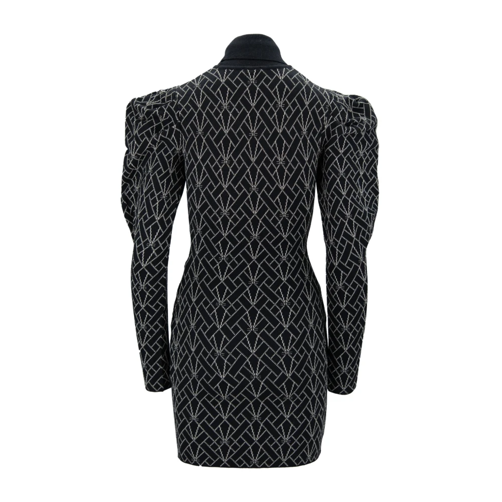 Elisabetta Franchi Korte jurk met hoge kraag Black Dames