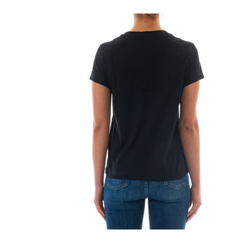 Ralph Lauren Zwarte V-hals Katoenen T-shirt Black Dames