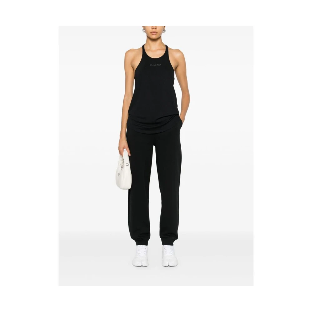 Calvin Klein Zwarte Jersey Logo Print Broek Black Dames