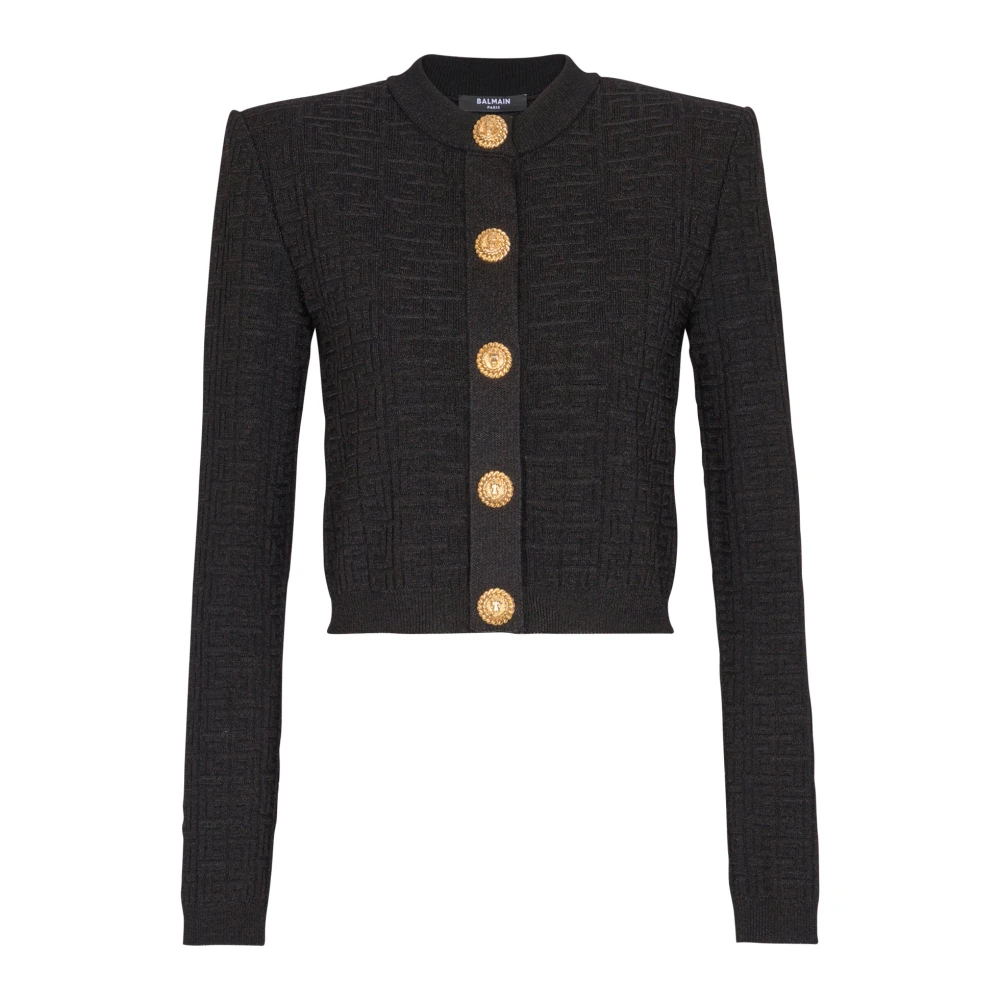 Balmain PB Labyrinth gebreide vest Black Dames