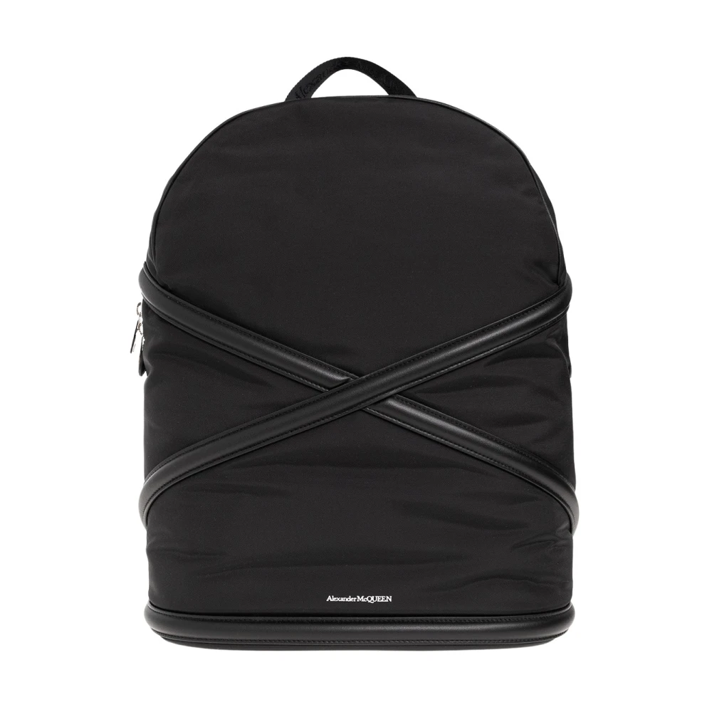 Alexander Mcqueen Men's Black Backpack With Logo - Backpacks - One Size - Bags