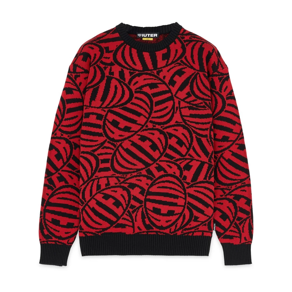 Iuter Men's Red Round-Neck Knitwear - Round-Neck Knitwear - Xl - Knitwear
