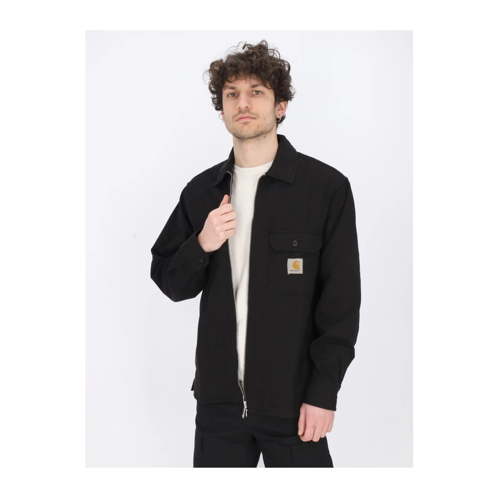 Carhartt WIP Zwarte Katoenen Overhemdjasje met Verstelbare Zoom en Manchetten Black Heren