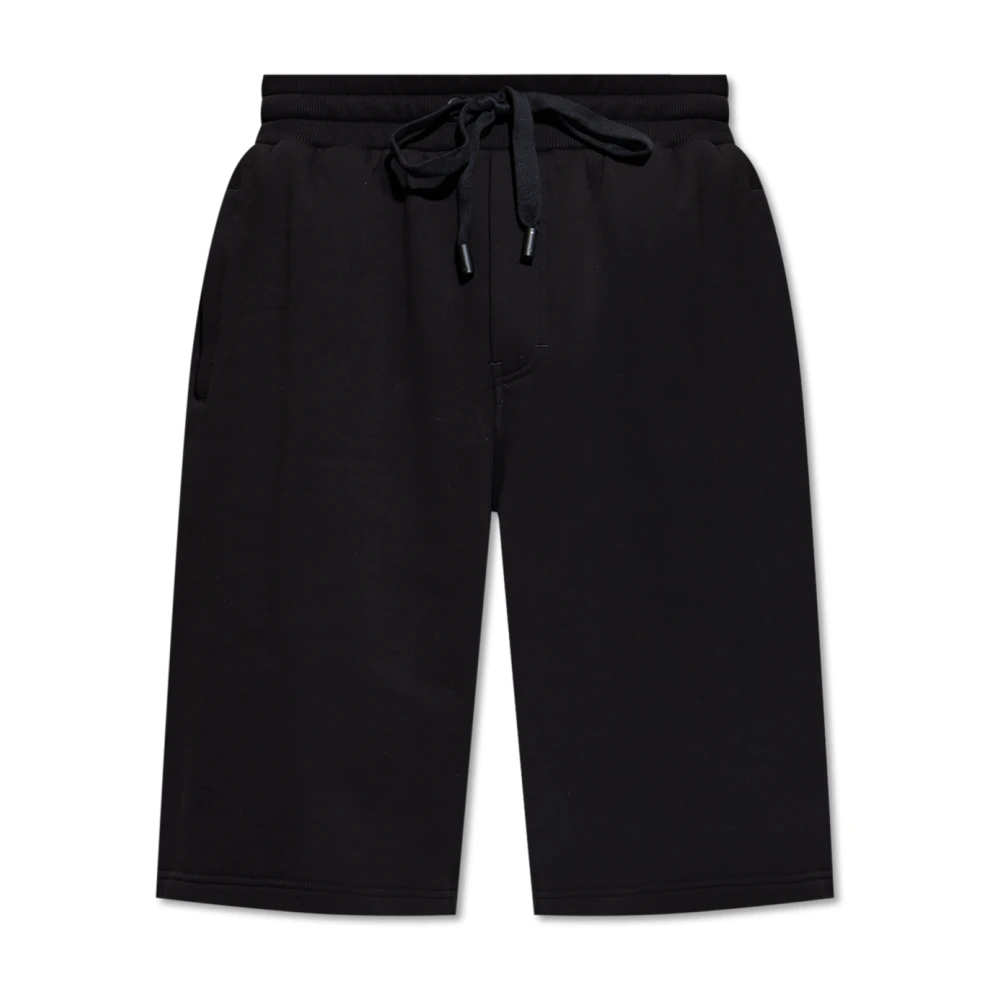Dolce & Gabbana Katoenen shorts met reliëf logo Black Heren