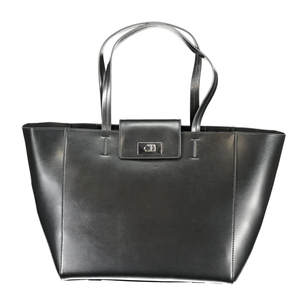 Calvin Klein Zwarte dames schoudertas met drukknoopsluiting Black Dames