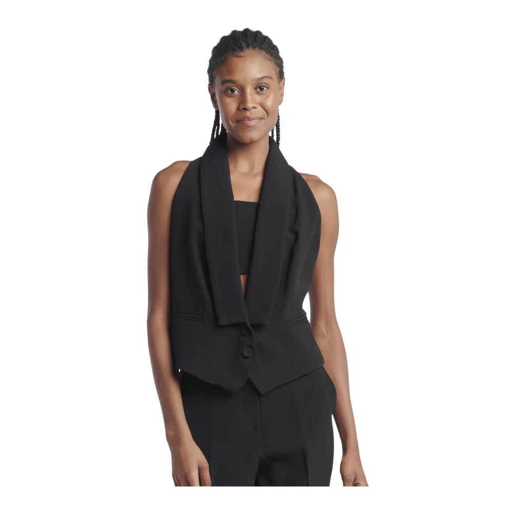 Federica Tosi Stijlvolle Smoking Vest voor Moderne Vrouwen Black Dames
