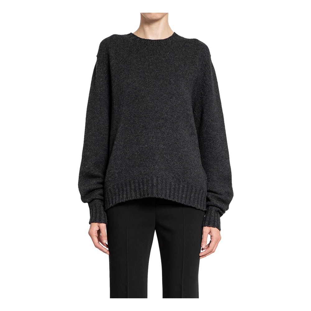Palm Angels Gebogen Logo Sweater Donkergrijs Gray Heren