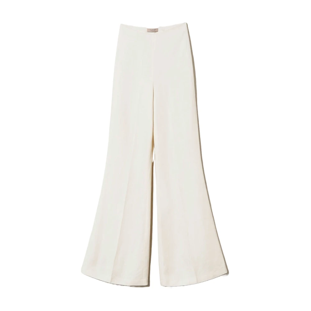 Twinset Witte Linnen Flare Broek White Dames