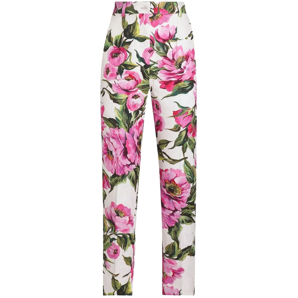 Dolce & Gabbana Witte Broek met Riem en Zakken Multicolor Dames