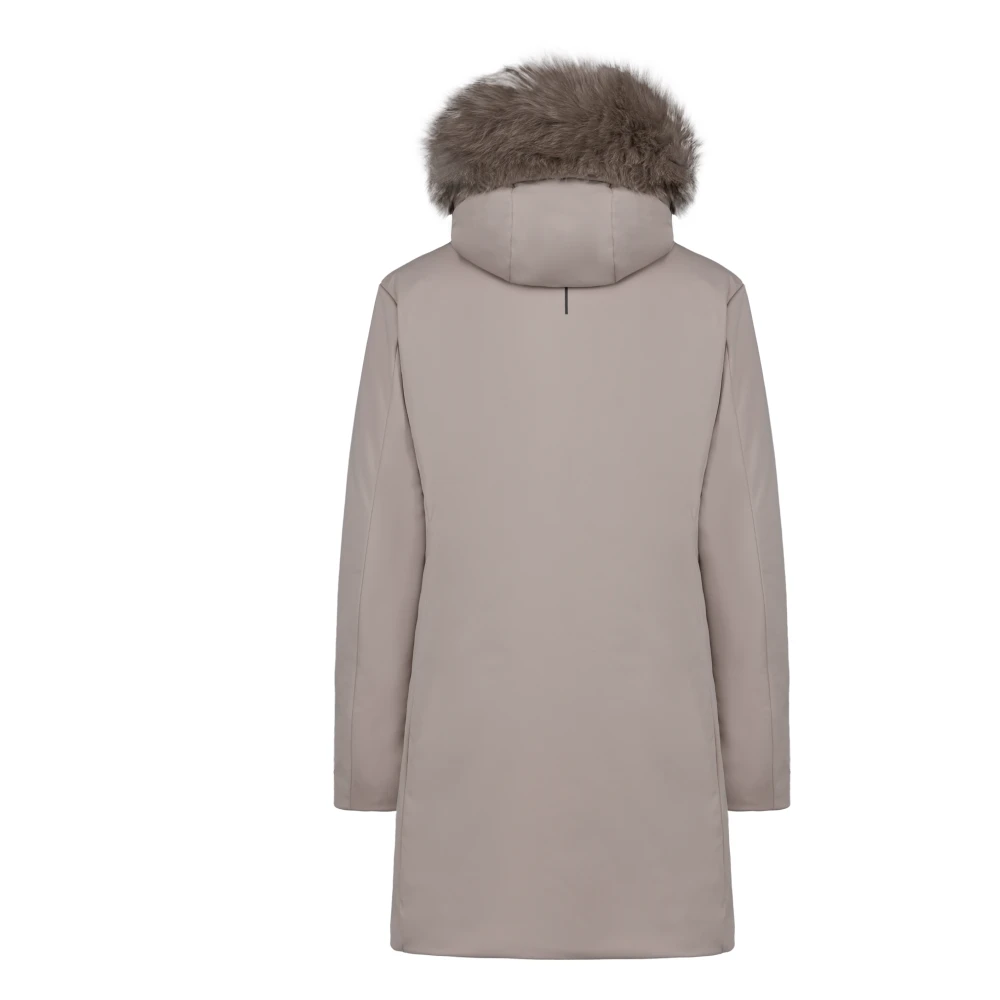 People of Shibuya Technische parka met afneembare bont capuchon Beige Dames