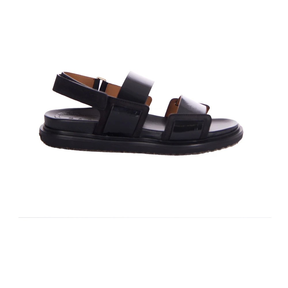 Marni Women's Black Flat Sandals, 6 Uk, Fussbett Double-Strap Sandal
