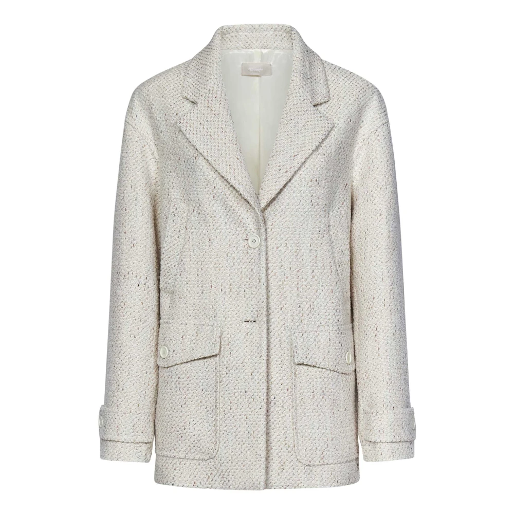 Drumohr Witte Tweed Oversized Blazer Buitenkleding White Dames