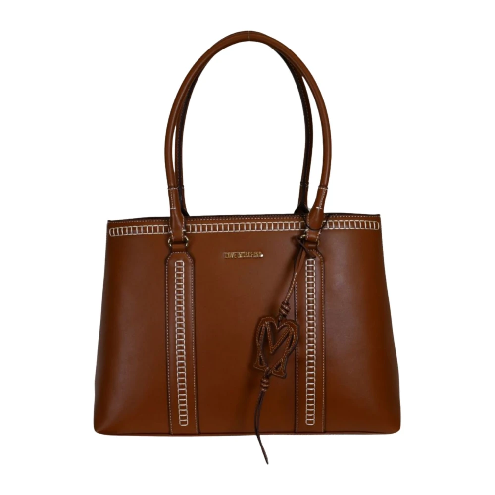 Love Moschino Heart Charm Shoulder Bag - Female - Shopping Bags - Brown - One Size - Bags