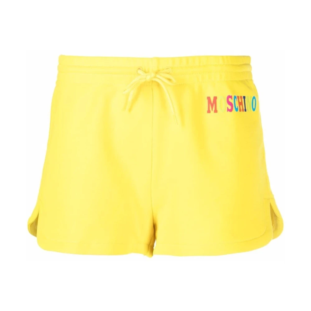 Moschino Korte shorts van biologisch katoen met logo Yellow Dames