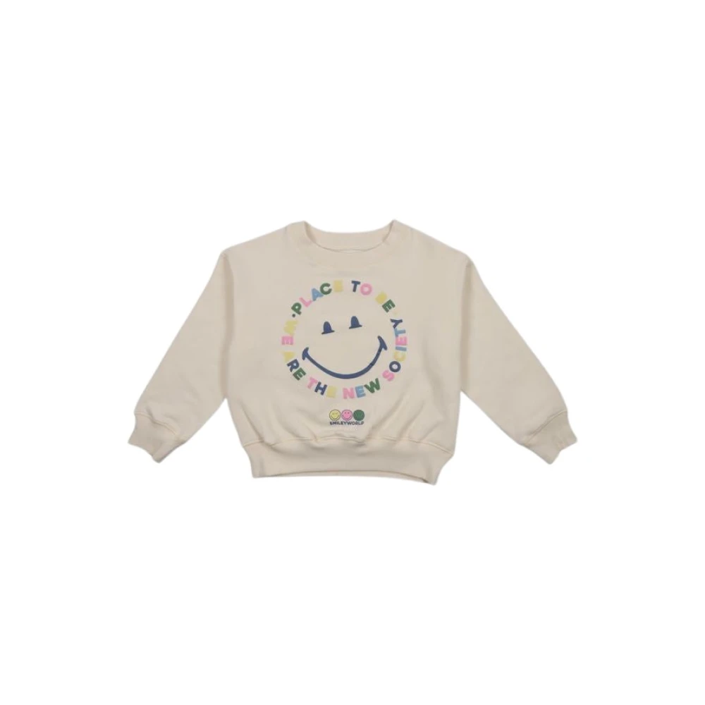 The New Society Färgglad Happy Place Sweater White, Flicka