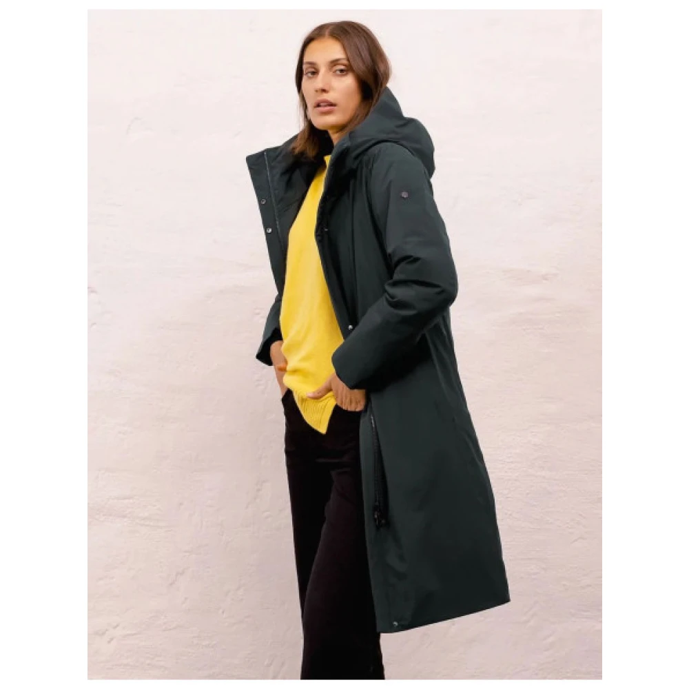 Scandinavian Edition Minimalistische Lange Parka met Capuchon Green Dames