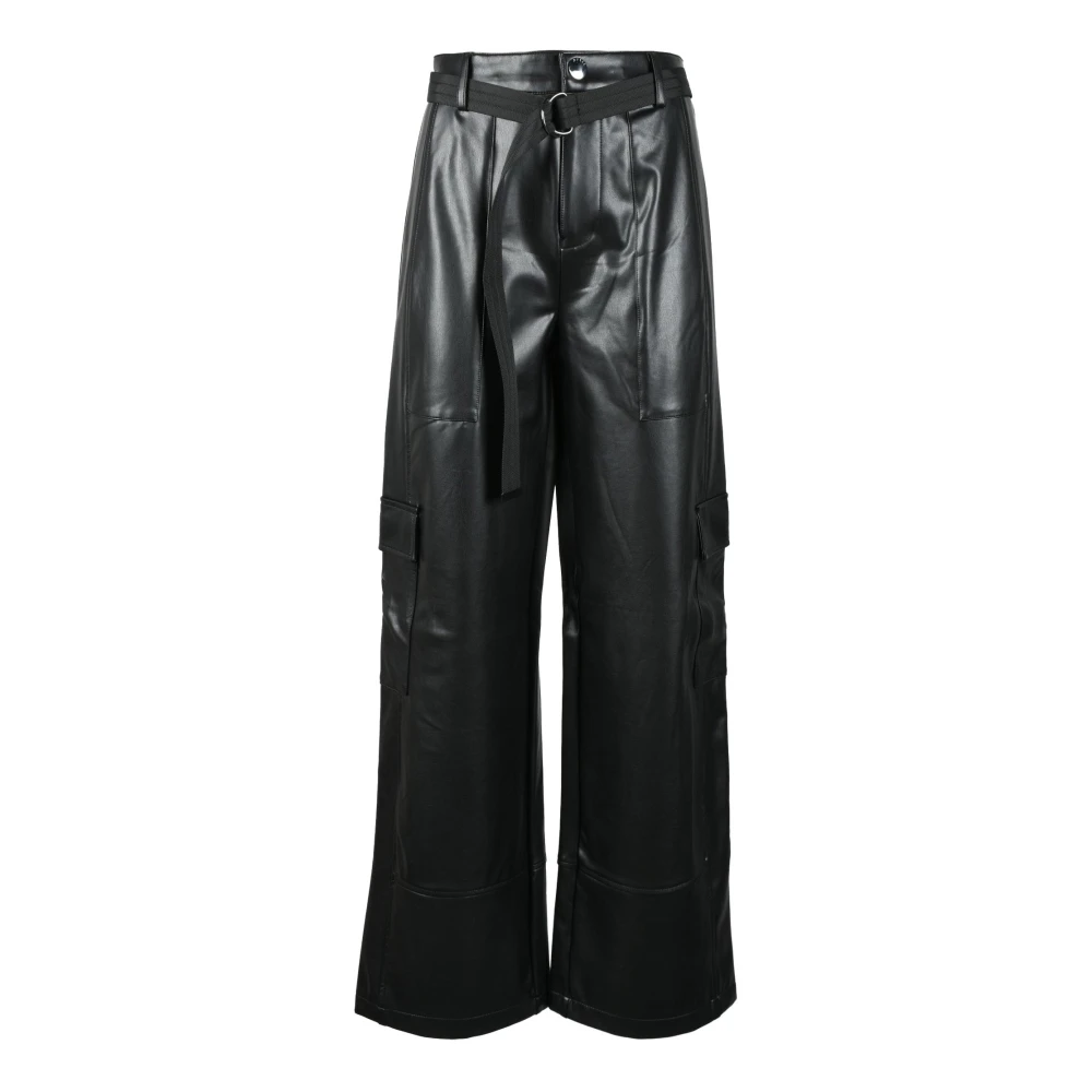 Guess Nep Leren Broek Black Dames