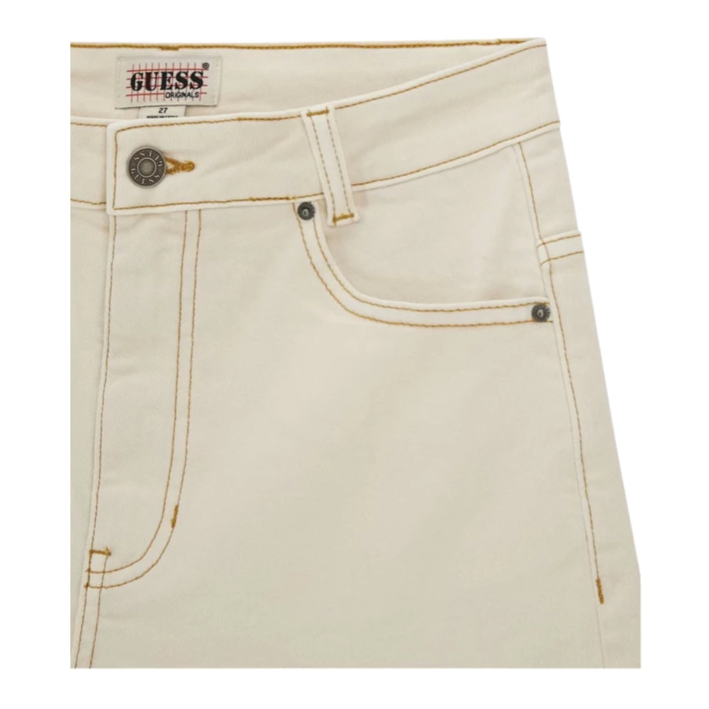 Guess Organische katoenen hoge taille denim shorts Beige Dames
